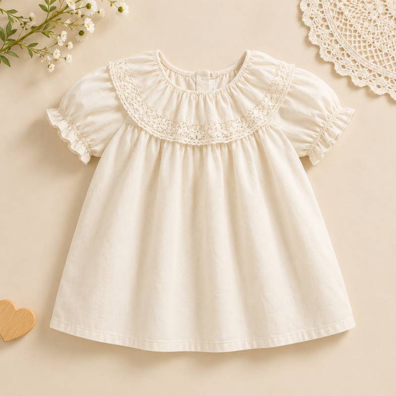 Girls Summer Fashion Top – Leicht & bequem – Vintage-Oberteil für Mädchen Aprikose / 120 (5–6 Jahre) | Pädagogisches Holzspielzeug von Mein Kleines Baby