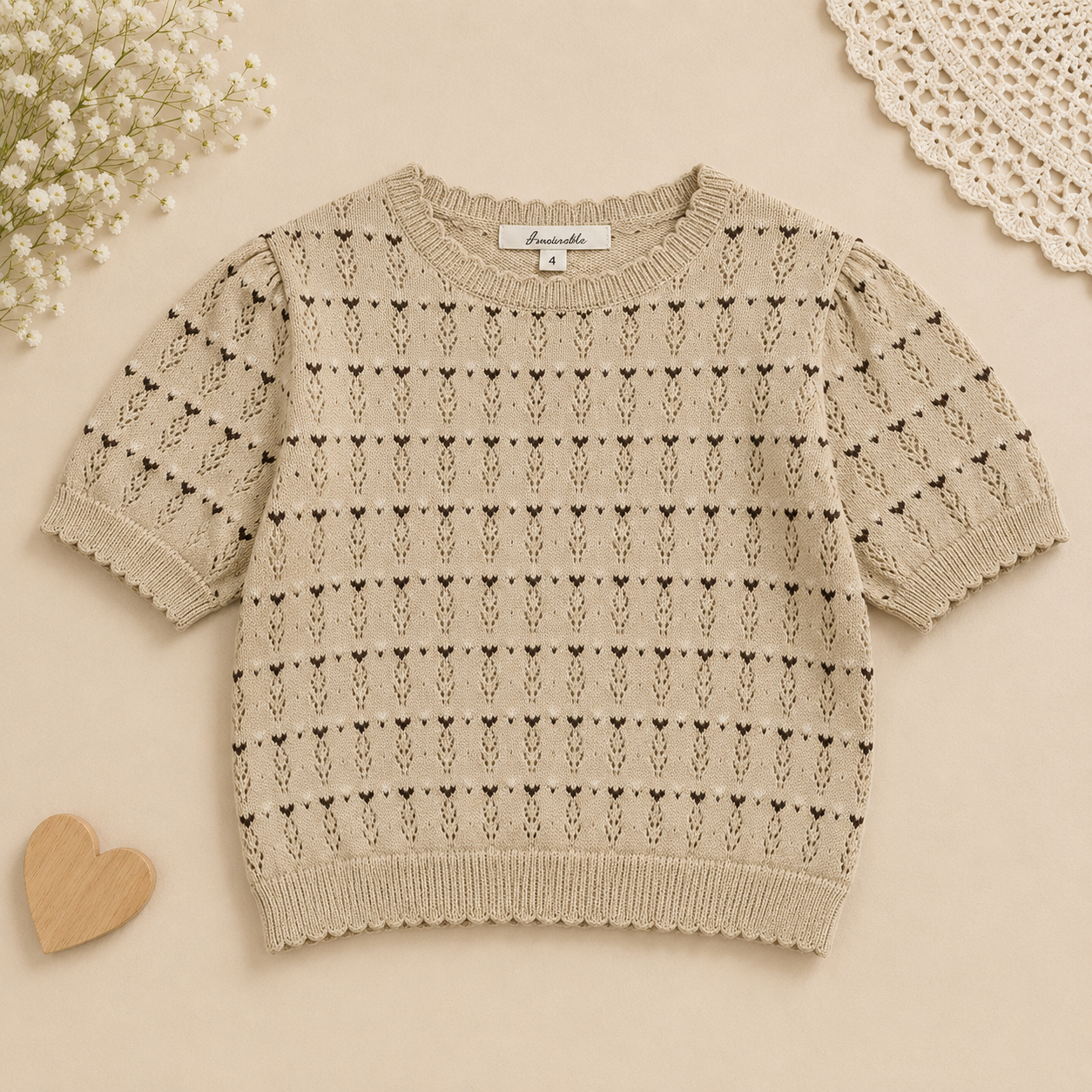Girls Summer Fashion Top – Leicht & bequem – Vintage-Oberteil für Mädchen Braun Pullover / 120 (5–6 Jahre) | Pädagogisches Holzspielzeug von Mein Kleines Baby