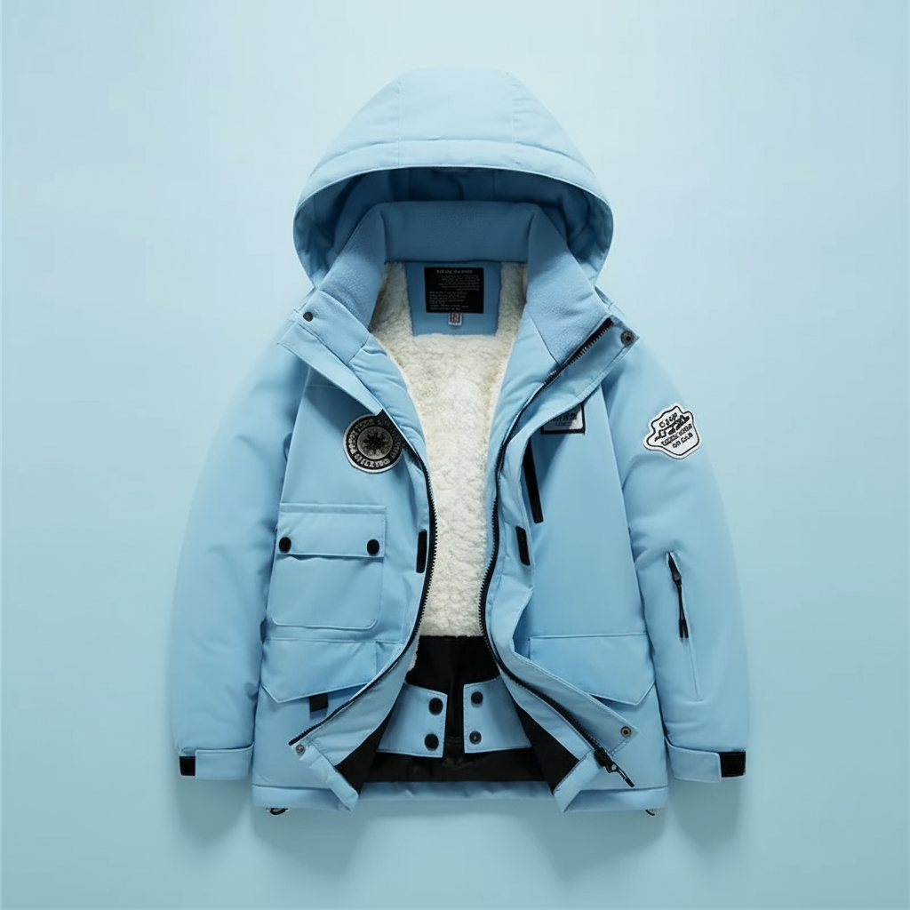 GlacierFit– Atmungsaktiv&schützend Wasserdicht – Skianzug mit Fleecefutter Blaue Jacke / 130 (9–10 Jahre) | Pädagogisches Holzspielzeug von Mein Kleines Baby