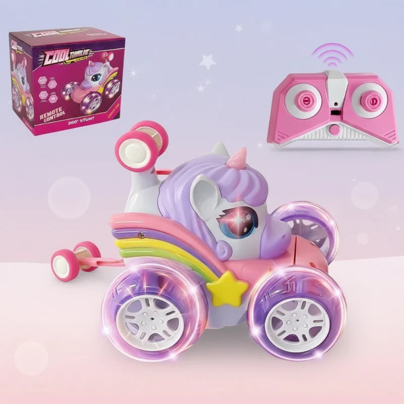 GlowRide– Farbenfroh&aktiv– Einhorn-RC-Auto Lila Einhorn | Pädagogisches Holzspielzeug von Mein Kleines Baby