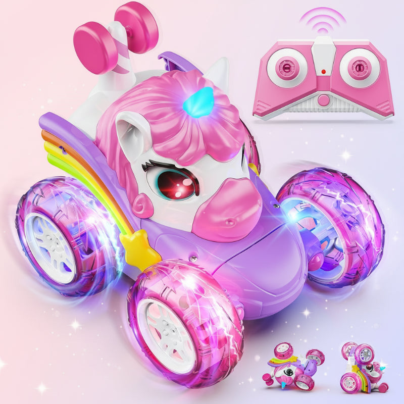 GlowRide– Farbenfroh&aktiv– Einhorn-RC-Auto Rosa Einhorn | Pädagogisches Holzspielzeug von Mein Kleines Baby