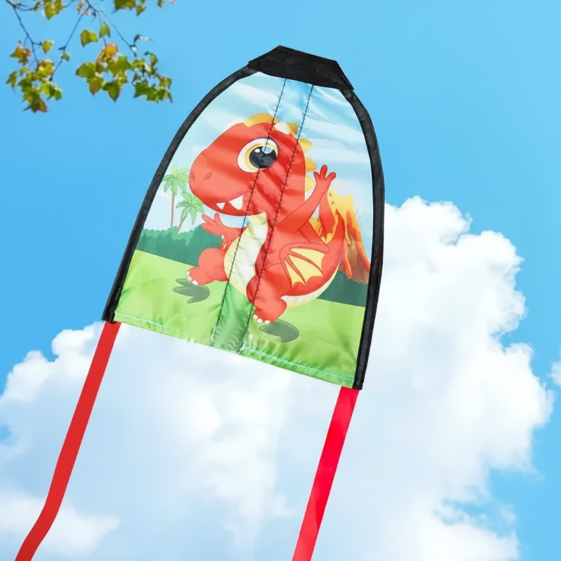 Handheld Kite – Outdoor & Aktiv – Kinderdrachen Dinosaurier (rot) | Pädagogisches Holzspielzeug von Mein Kleines Baby