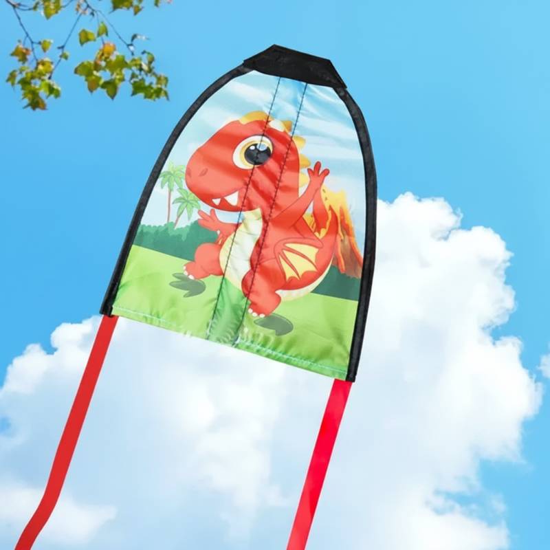 Handheld Kite – Outdoor & Aktiv – Kinderdrachen Dinosaurier (rot) | Pädagogisches Holzspielzeug von Mein Kleines Baby