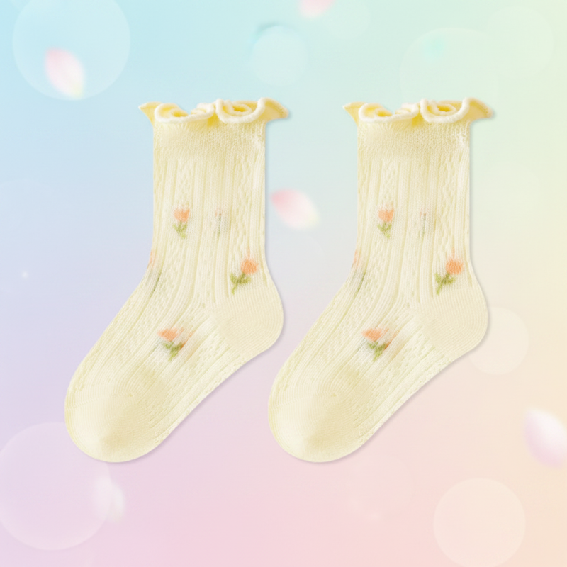 HappyToes – Farbenfroh & niedlich – Babysocken (5er-Set) Gelb / 21 (6–12 Monate) | Pädagogisches Holzspielzeug von Mein Kleines Baby