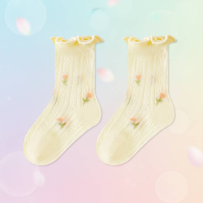HappyToes – Farbenfroh & niedlich – Babysocken (5er-Set) Gelb / 21 (6–12 Monate) | Pädagogisches Holzspielzeug von Mein Kleines Baby
