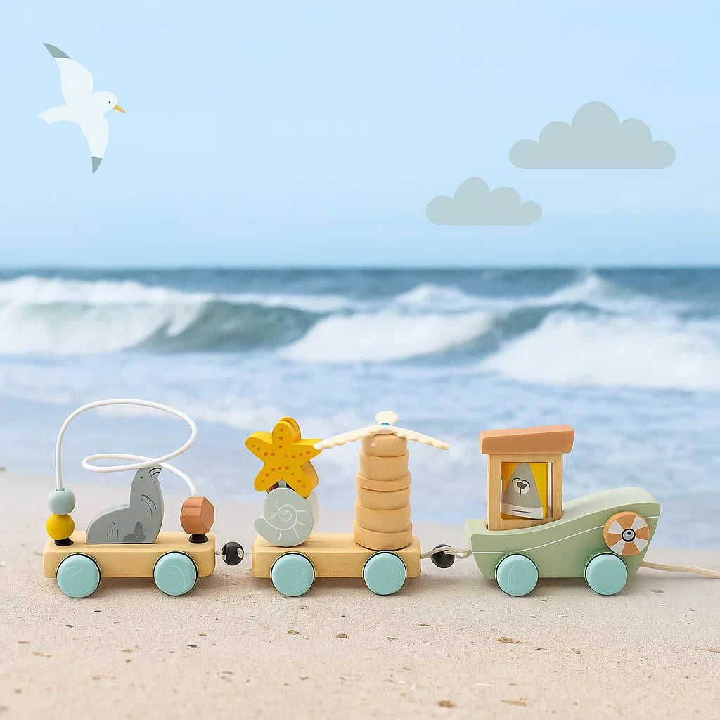 HappyTrain– Montessori&Fun– Holzeisenbahnset Ozean-Eisenbahnset | Pädagogisches Holzspielzeug von Mein Kleines Baby