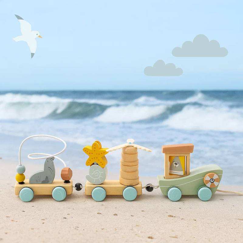 HappyTrain– Montessori&Fun– Holzeisenbahnset Ozean-Eisenbahnset | Pädagogisches Holzspielzeug von Mein Kleines Baby