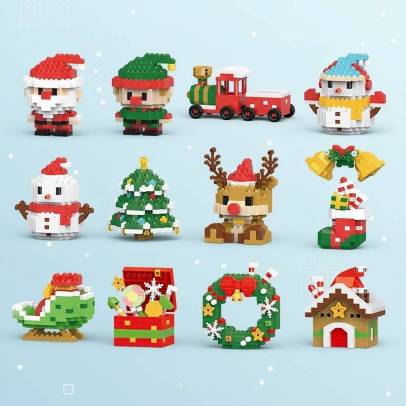 HolidayBlocks – Munter & dekorativ – Jul Mini-byggeklodser Sæt med 12 | Pädagogisches Holzspielzeug HolidayBlocks – Munter & dekorativ – Jul Mini-byggeklodser Sæt med 12 | Pädagogisches Holzspielzeug von Mein Kleines Baby