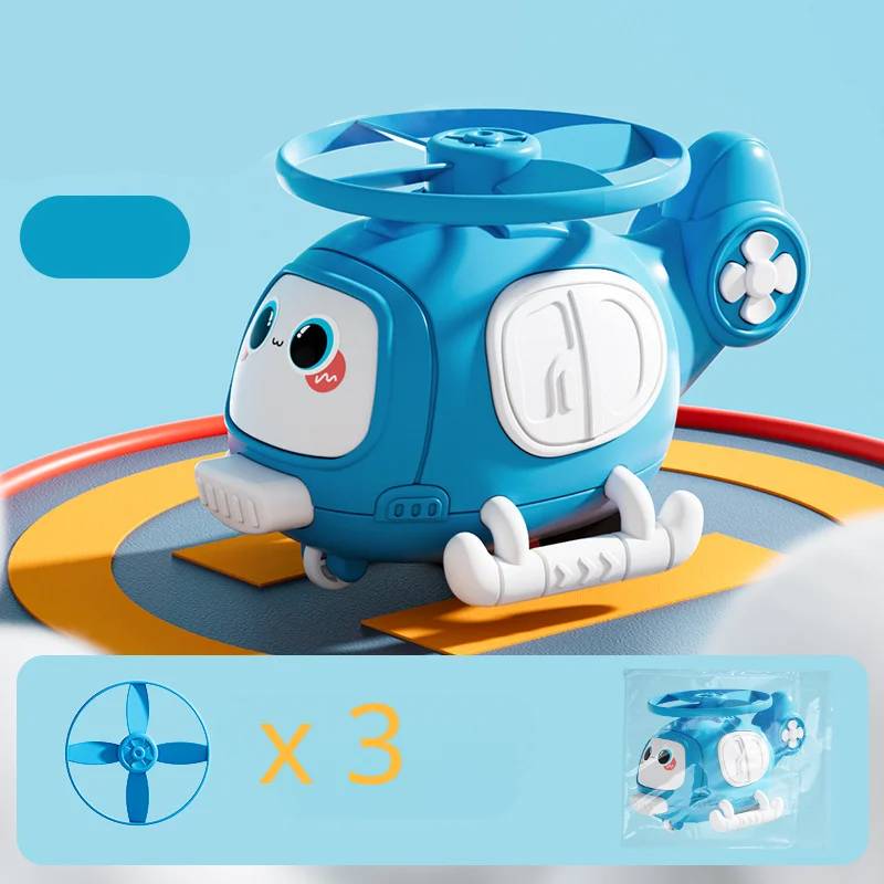 Hover Buddy™ – Luftiges Lächeln – Cartoon-Helikopter Blau | Pädagogisches Holzspielzeug von Mein Kleines Baby