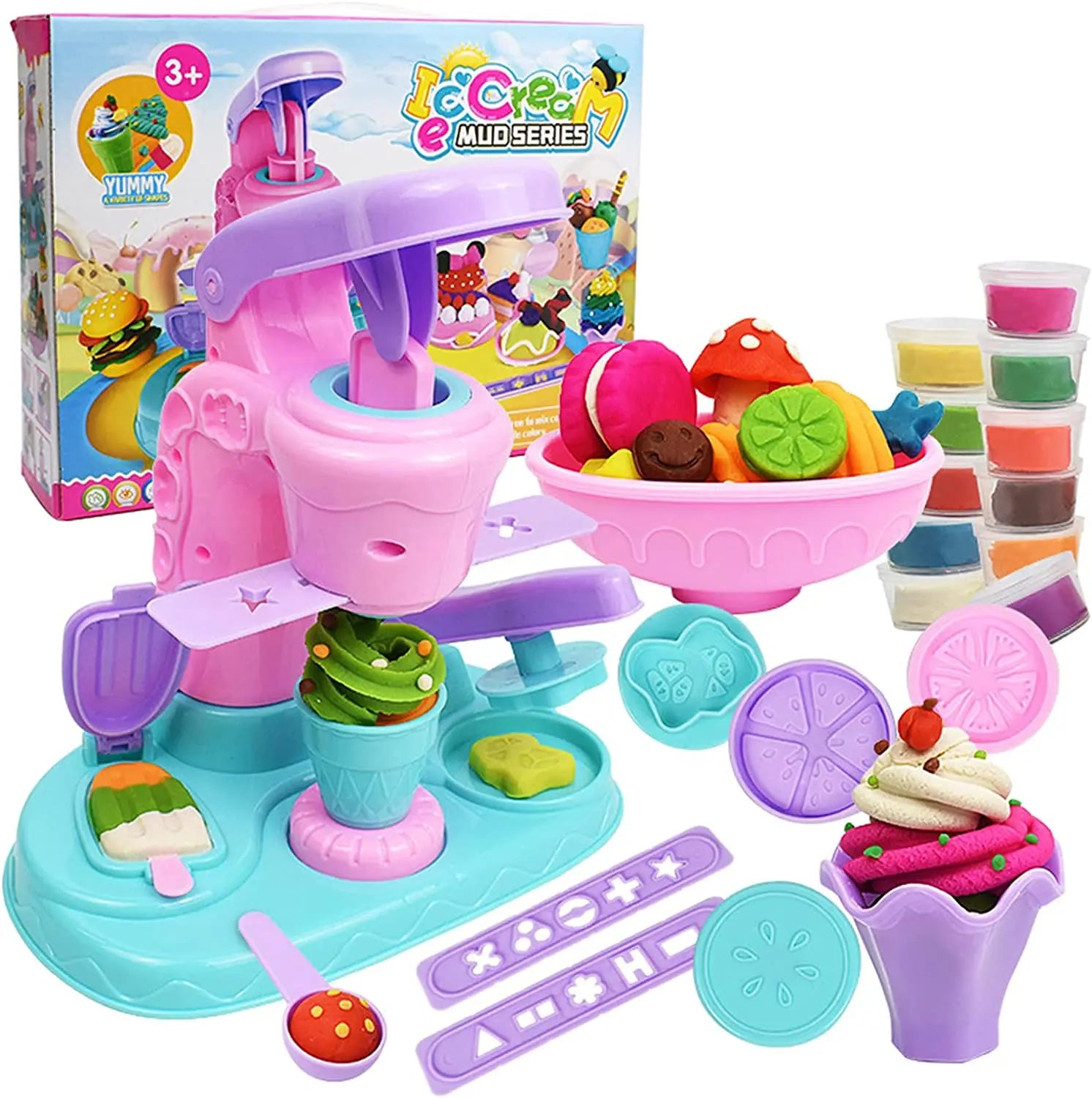 Ice Cream Clay Set™ - Tolle Kreationen - Knete-Eismaschine | Pädagogisches Holzspielzeug von Mein Kleines Baby