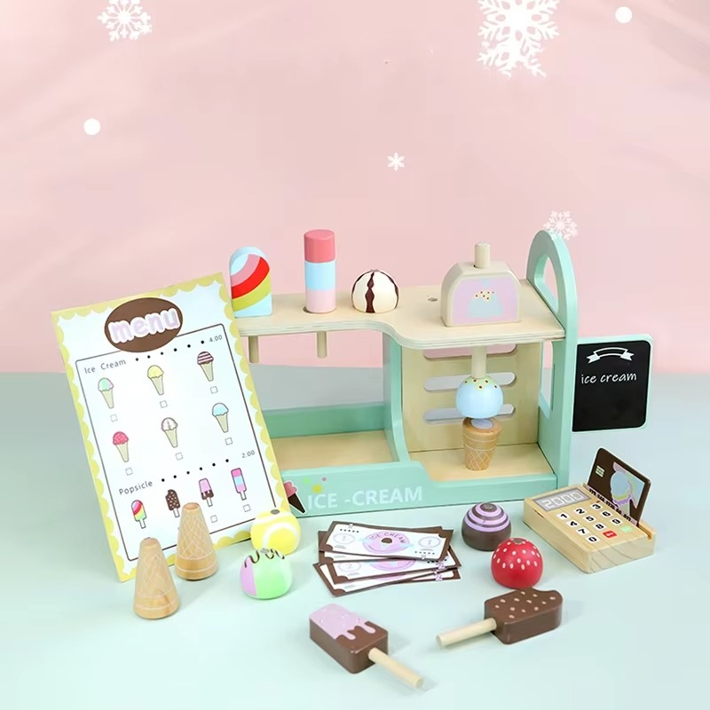 Ice Cream Playset™ - Kreativ und lehrreich - Eiscreme-Spielset Eisdielen-Set | Pädagogisches Holzspielzeug von Mein Kleines Baby