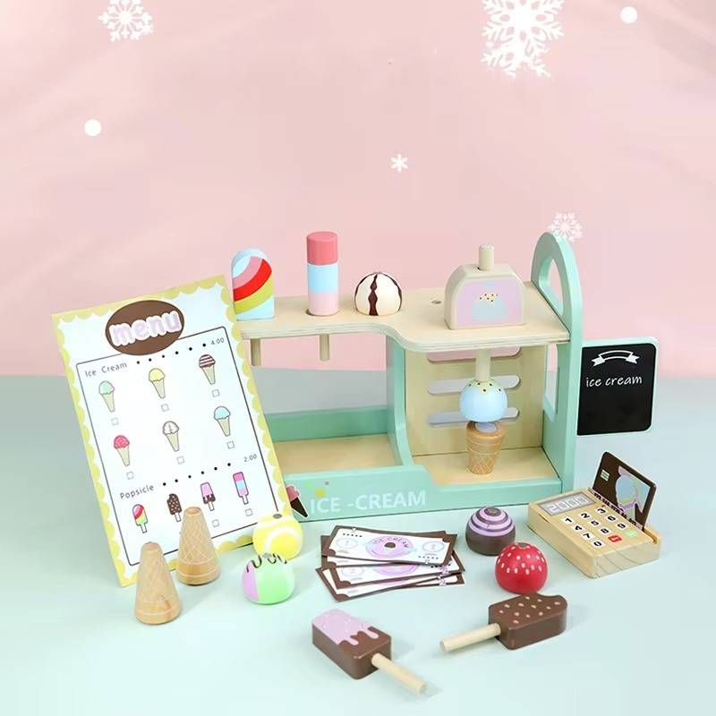 Ice Cream Playset™ - Kreativ und lehrreich - Eiscreme-Spielset Eisdielen-Set | Pädagogisches Holzspielzeug von Mein Kleines Baby
