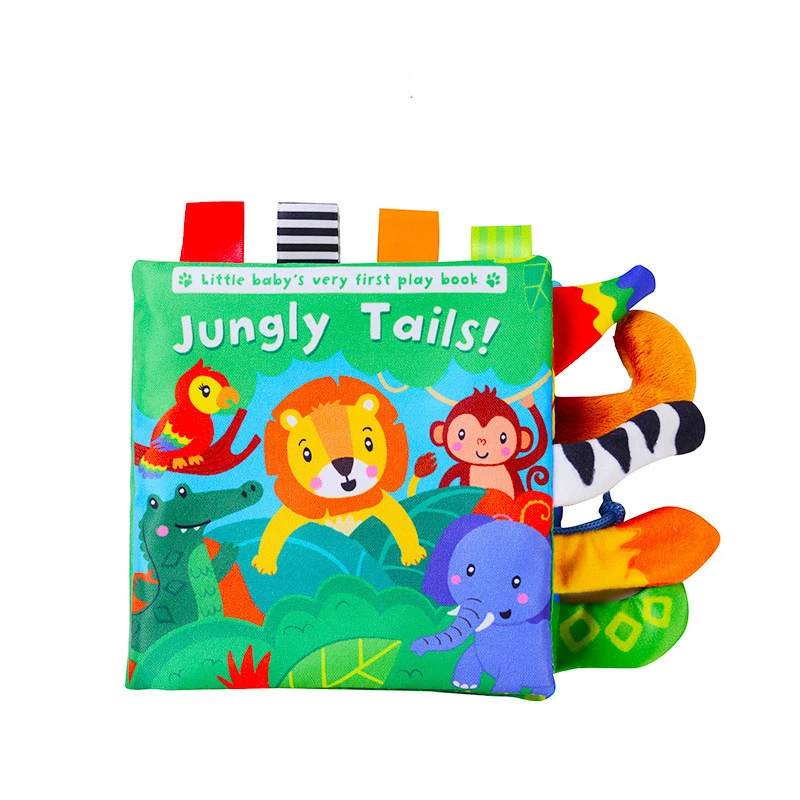 Infant Soft Book™ – Fühlen&Lernen - Sensorisches Babybuch Dschungel-Schwänze | Pädagogisches Holzspielzeug von Mein Kleines Baby
