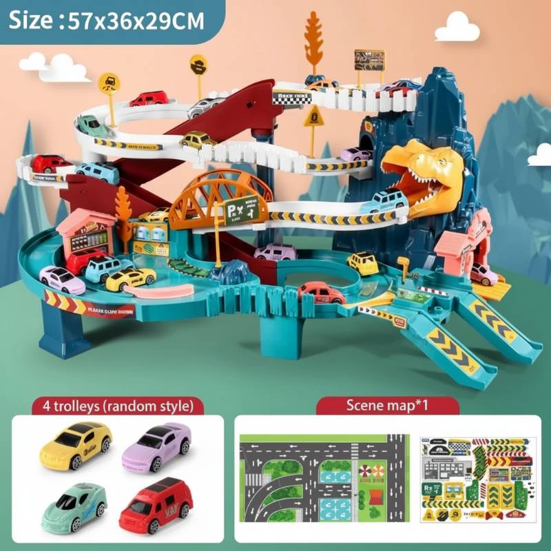 JurassicRun – Cool & lærerigt – Dino-racerbane med biler 4 biler | Pädagogisches Holzspielzeug JurassicRun – Cool & lærerigt – Dino-racerbane med biler 4 biler | Pädagogisches Holzspielzeug von Mein Kleines Baby