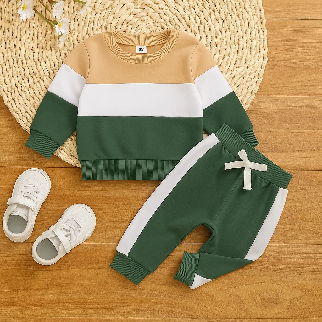 KidoFlex– Lässig&Bequem - Sweatshirt mit Jogginghose Khaki / 80 (6–12 Monate) | Pädagogisches Holzspielzeug von Mein Kleines Baby