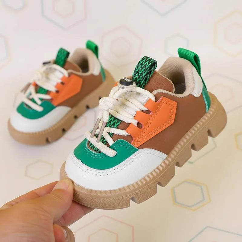 KidoStep – Bløde og praktiske – Robuste børnesneakers med tyk sål Brun/Orange / 21 (1 - 2 år) | Pädagogisches Holzspielzeug von Mein Kleines Baby