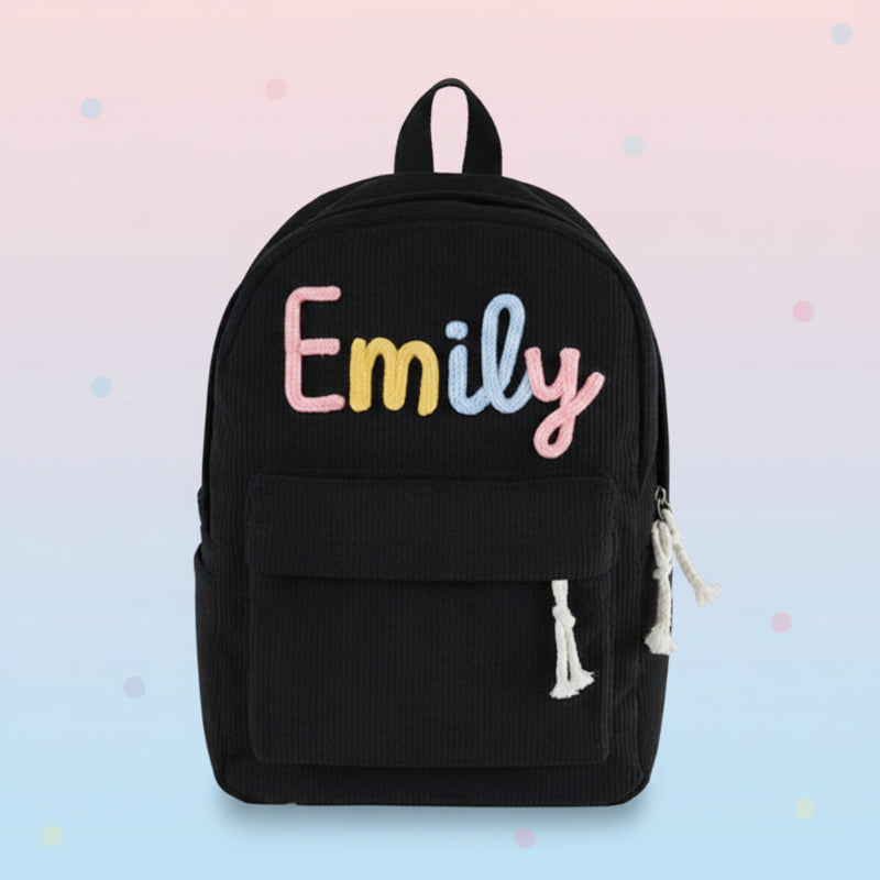 Kids Backpack– Personalisierter Rucksack für Kinder Schwarz – Bunt | Pädagogisches Holzspielzeug von Mein Kleines Baby