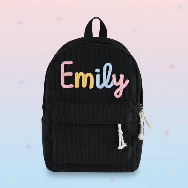 Kids Backpack– Personalisierter Rucksack für Kinder Schwarz – Bunt | Pädagogisches Holzspielzeug von Mein Kleines Baby