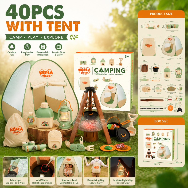 Kids Camping Adventure – Abenteuerlich & interaktiv – Camping-Set 40 Stück – inkl. Zelt | Pädagogisches Holzspielzeug Kids Camping Adventure – Abenteuerlich & interaktiv – Camping-Set 40 Stück – inkl. Zelt | Pädagogisches Holzspielzeug von Mein Kleines Baby