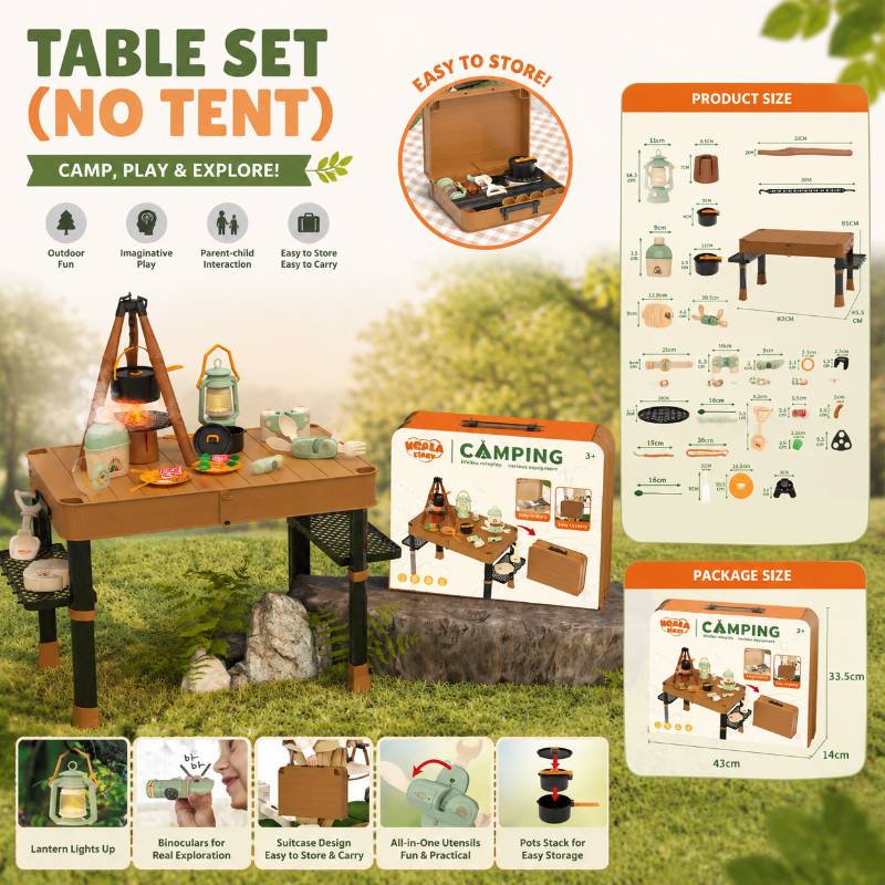 Kids Camping Adventure – Abenteuerlich & interaktiv – Camping-Set Tischset – ohne Zelt | Pädagogisches Holzspielzeug Kids Camping Adventure – Abenteuerlich & interaktiv – Camping-Set Tischset – ohne Zelt | Pädagogisches Holzspielzeug von Mein Kleines Baby