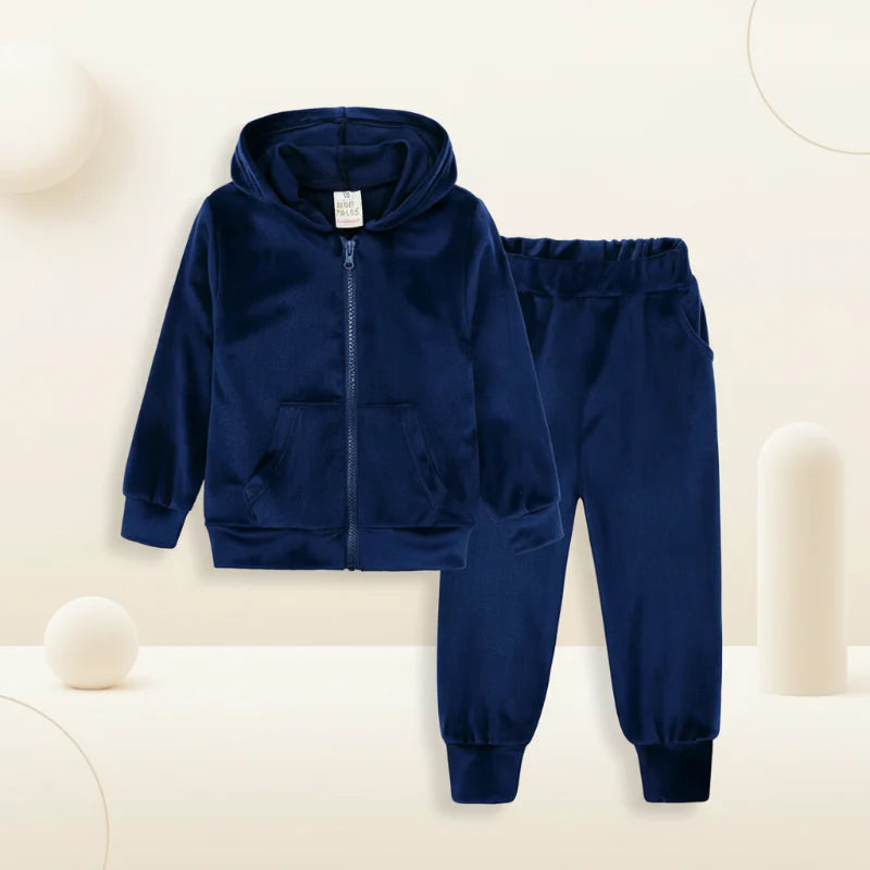 Kids Tales– Warm&Comfortabel– Velvet Trainingsanzug für Kinder Dark blue / 100 (2–3 Jahre) | Pädagogisches Holzspielzeug von Mein Kleines Baby