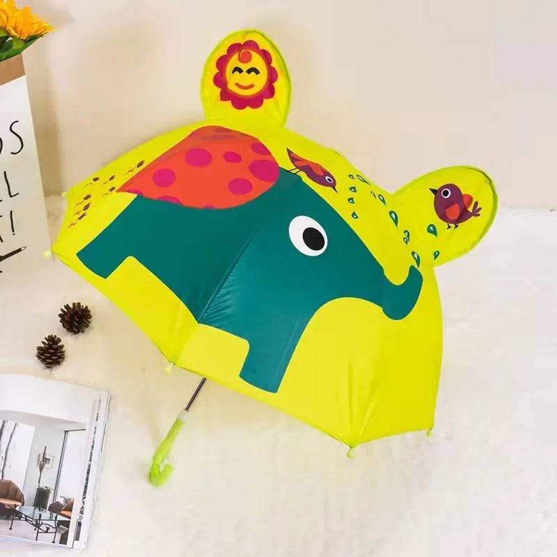 Kids Umbrella™ - Tanzen im Regen - Regenschirm für Kinder Grüner Elefant | Pädagogisches Holzspielzeug von Mein Kleines Baby