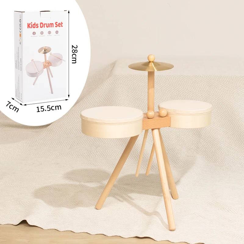 Kids Wooden Drum Toy – Musik & Kreativität – Trommel-Spielset Schlagzeug | Pädagogisches Holzspielzeug von Mein Kleines Baby