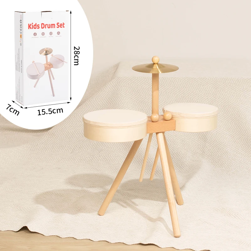 Kids Wooden Drum Toy – Musik & Kreativität – Trommel-Spielset Schlagzeug | Pädagogisches Holzspielzeug von Mein Kleines Baby
