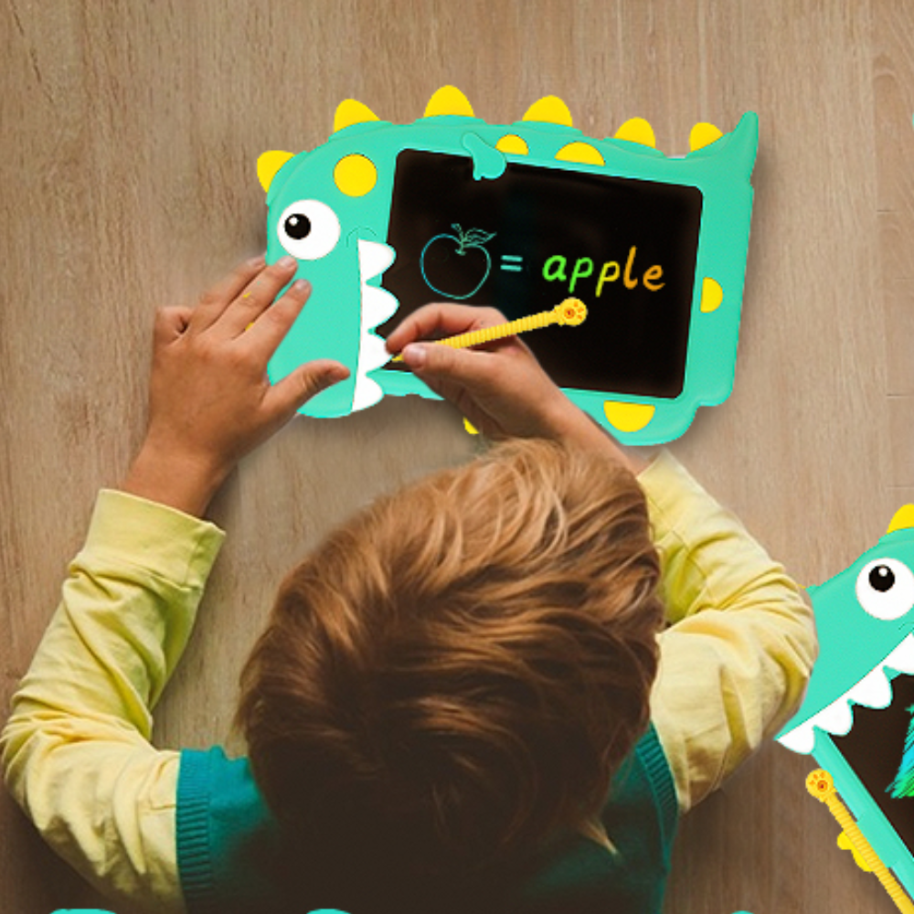 LCD Drawing Tablet™ | Unterwegs zeichnen - Dino-Zeichentablett | Pädagogisches Holzspielzeug von Mein Kleines Baby