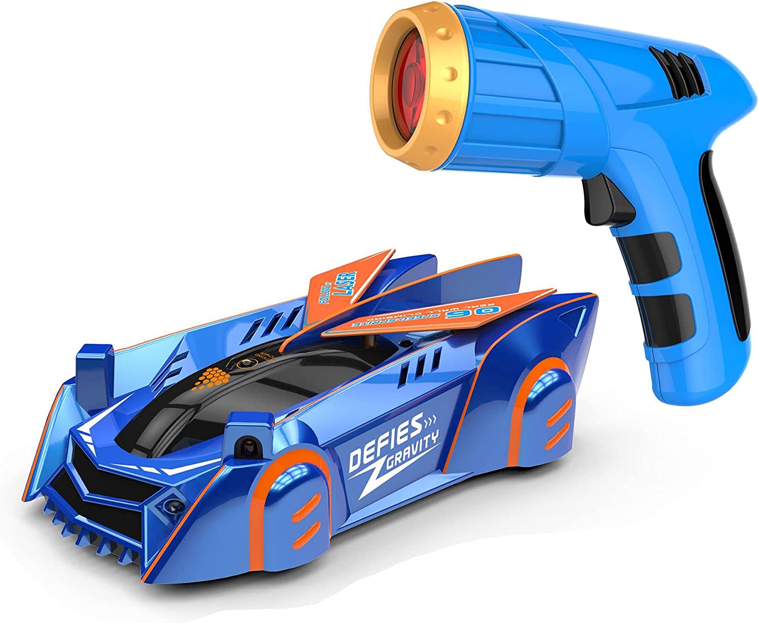 Laser Car™ - Mit einem Laserstrahl an den Wänden fahren - Ferngesteuertes Auto Blau | Pädagogisches Holzspielzeug von Mein Kleines Baby