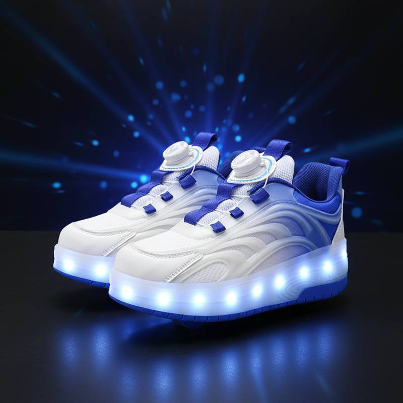 Light-Up Skate Shoes – LED & Komfortabel – Leuchtende Rollschuhe Blau / 34 (6–7 Jahre) | Pädagogisches Holzspielzeug von Mein Kleines Baby