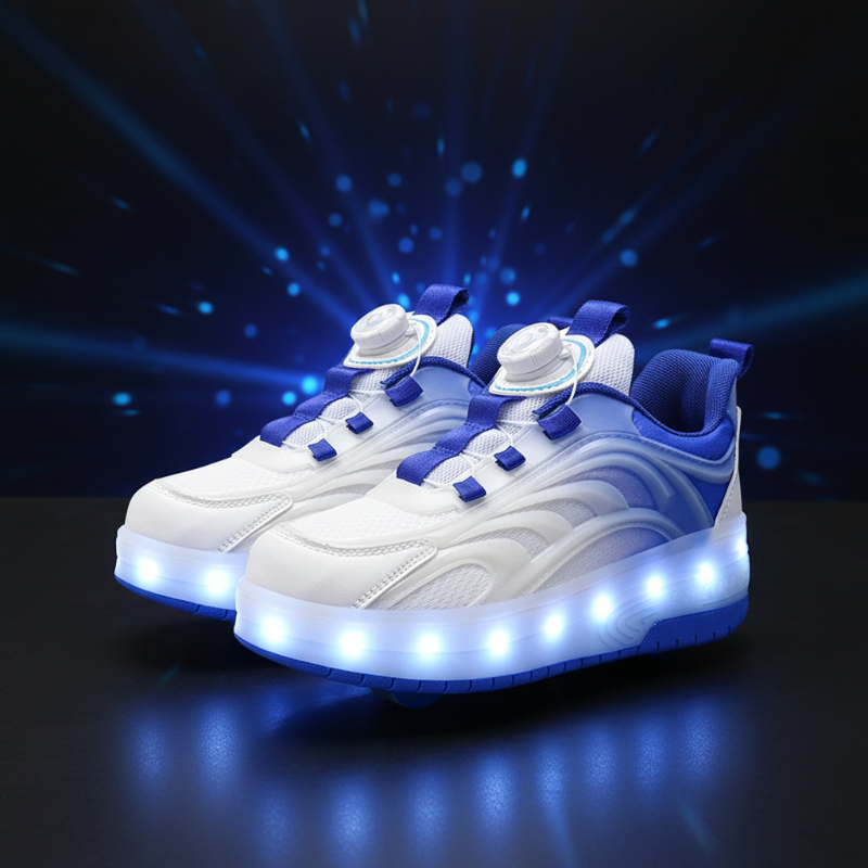 Light-Up Skate Shoes – LED & Komfortabel – Leuchtende Rollschuhe Blau / 36 (8–9 Jahre) | Pädagogisches Holzspielzeug von Mein Kleines Baby