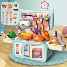 Little Kitchen Set™ - Förderung von Kreativität und sozialer Interaktion - Kleines Küchenabenteuer-Set Blau | Pädagogisches Holzspielzeug von Mein Kleines Baby