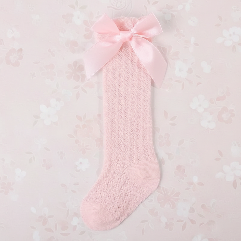 LittleCharm – Zart & stilvoll – Kniestrümpfe für Mädchen mit Schleife Rosa / 20 (0–1 Jahr) | Pädagogisches Holzspielzeug von Mein Kleines Baby