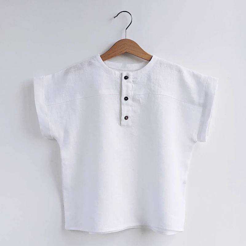 LittleClassic – Elegant & bequem – Leinenhemd für Jungen mit Knopfdetail Weiß / 100 (3–4 Jahre) | Pädagogisches Holzspielzeug von Mein Kleines Baby