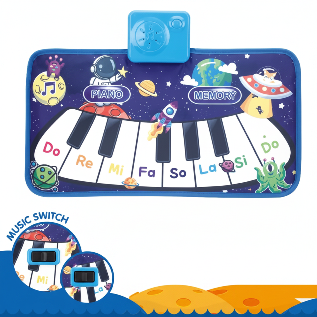 LittleComposer – Lern- und Musikspielzeug – Baby-Klavier-Spielmatte Blau | Pädagogisches Holzspielzeug von Mein Kleines Baby