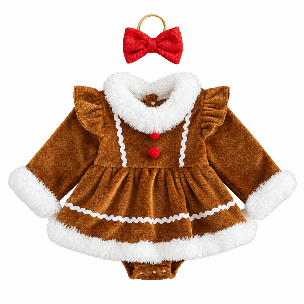 LittleGinger – Warm & festlich – Baby-Weihnachts-Strampler mit Haarband 80 (12–18 Monate) | Pädagogisches Holzspielzeug von Mein Kleines Baby