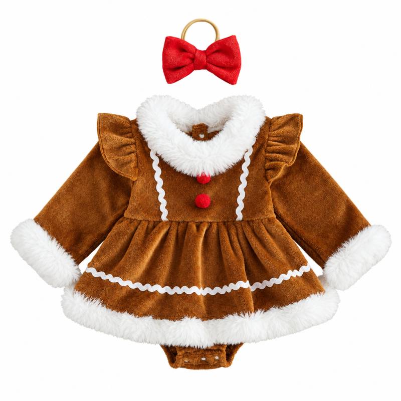LittleGinger – Warm & festlich – Baby-Weihnachts-Strampler mit Haarband 80 (12–18 Monate) | Pädagogisches Holzspielzeug von Mein Kleines Baby