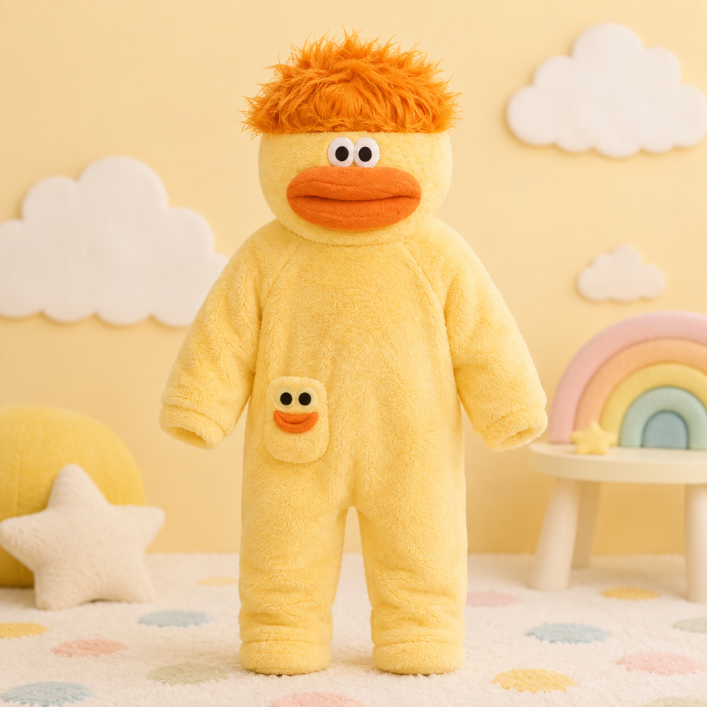 LittleMonster – Bequem & niedlich – Kinder-Strampler mit lustigem Monster-Motiv Gelb / 100 (6–9 Jahre) | Pädagogisches Holzspielzeug von Mein Kleines Baby