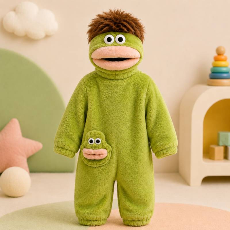 LittleMonster – Bequem & niedlich – Kinder-Strampler mit lustigem Monster-Motiv Grün / 100 (6–9 Jahre) | Pädagogisches Holzspielzeug von Mein Kleines Baby