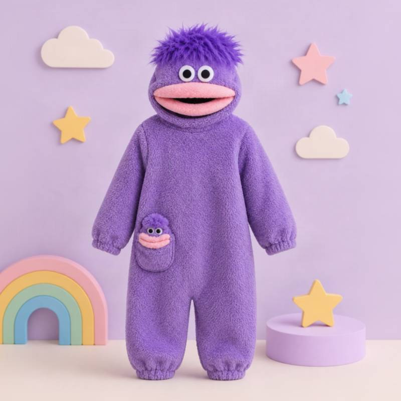 LittleMonster – Bequem & niedlich – Kinder-Strampler mit lustigem Monster-Motiv Lila / 110 (10–12 Jahre) | Pädagogisches Holzspielzeug von Mein Kleines Baby