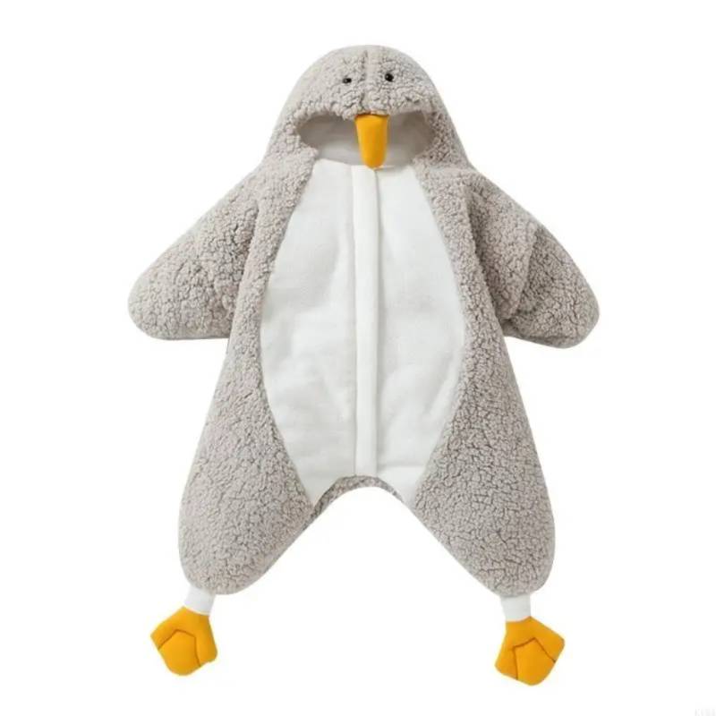 LittlePenguin – Weich & warm – Baby-Pinguin-Strampler-Schlafsack Grau / 80 (9–12 Monate) | Pädagogisches Holzspielzeug von Mein Kleines Baby