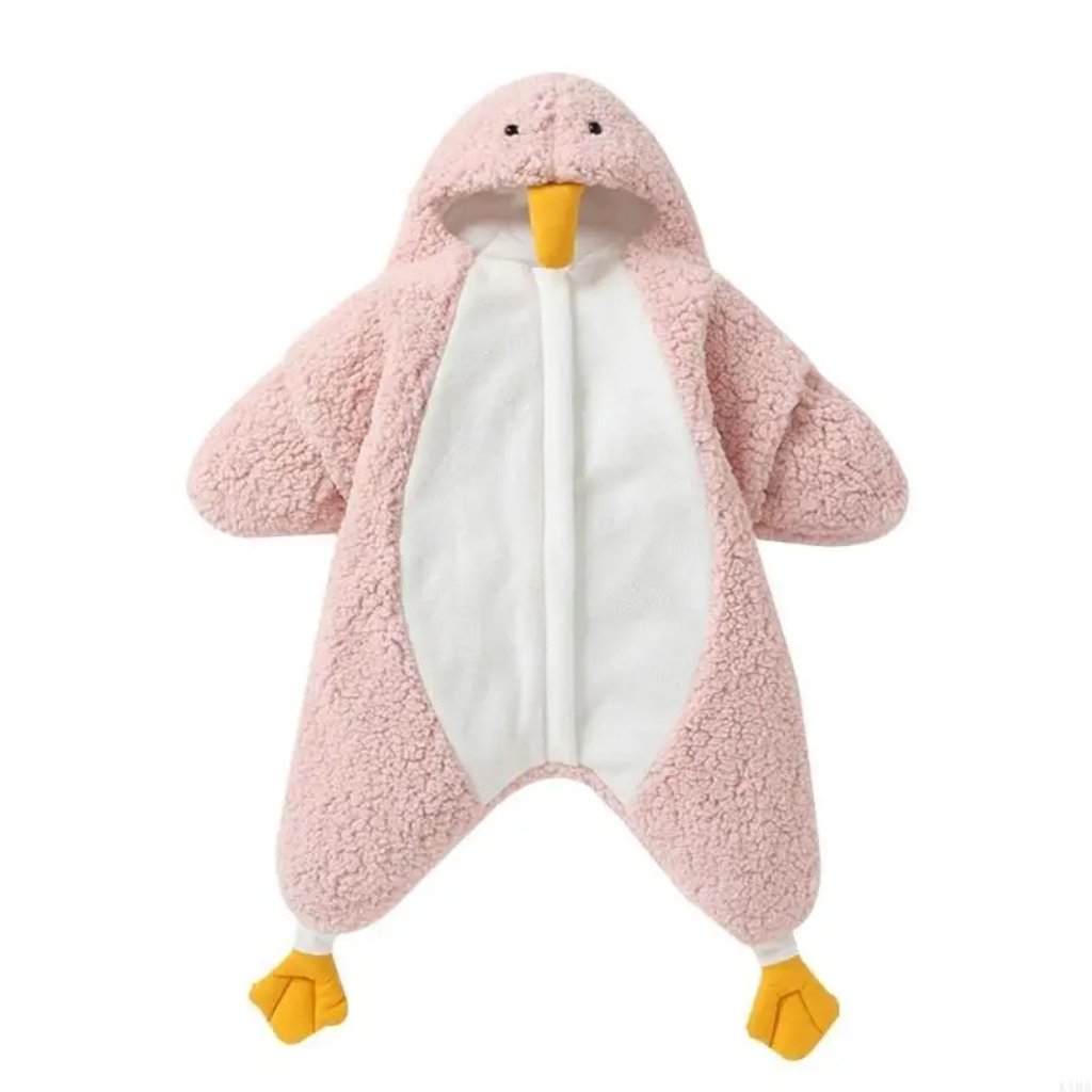LittlePenguin – Weich & warm – Baby-Pinguin-Strampler-Schlafsack Rosa / 59 (0–3 Monate) | Pädagogisches Holzspielzeug von Mein Kleines Baby