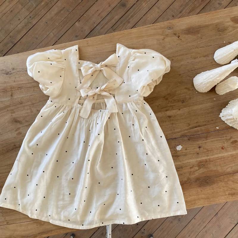 LittleTwinkle – Weich & bequem – Kinderkleid mit doppelten Schleifen 80 (1–2 Jahre) | Pädagogisches Holzspielzeug von Mein Kleines Baby