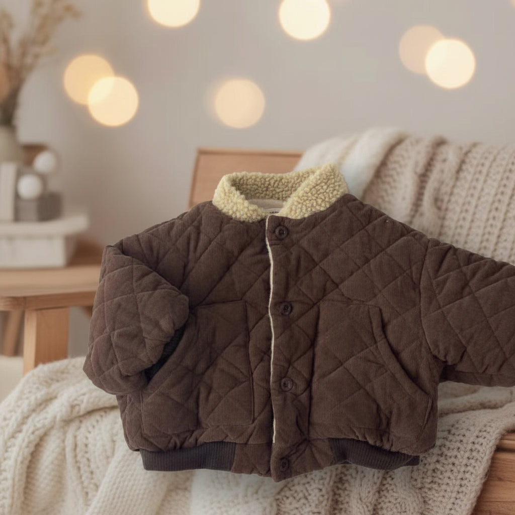LittleWanderer– Warm&stilvoll– Gesteppte Kinderjacke Braun / 80 (9-12 Monate) | Pädagogisches Holzspielzeug von Mein Kleines Baby