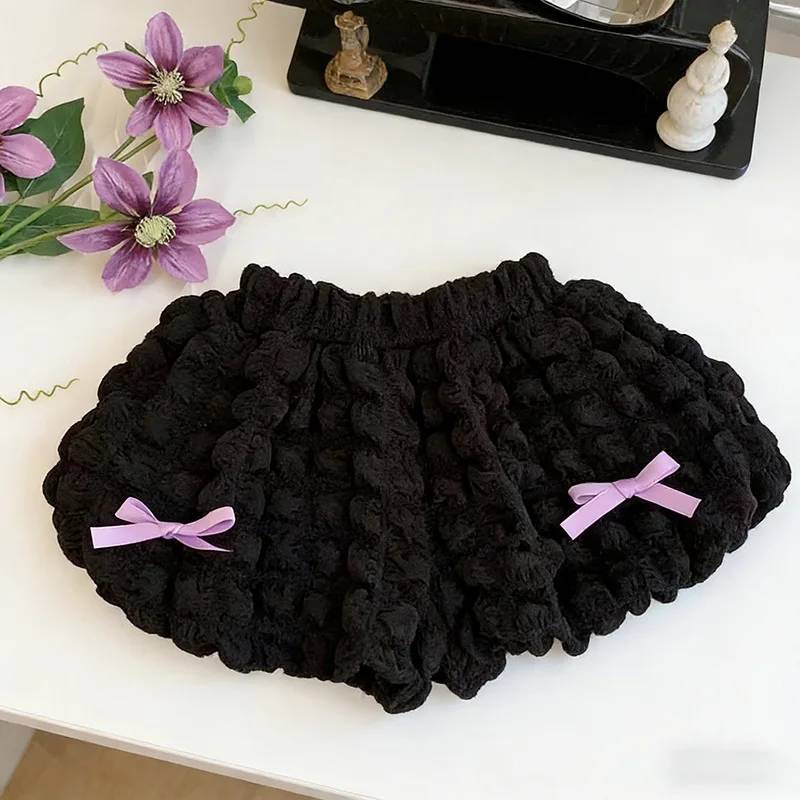 LovelyBloom – Weich & niedlich – Kinderhose mit Rüschen und Schleife Schwarz / 130 (6–7 Jahre) | Pädagogisches Holzspielzeug von Mein Kleines Baby