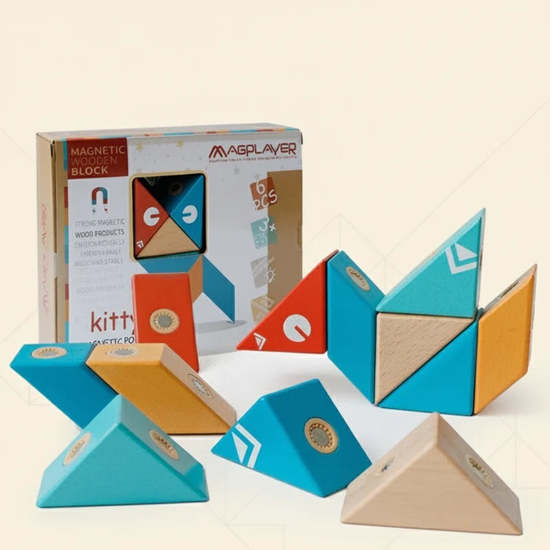 MagPlayer– Kreativ&Motorik– DIY Magnetische Holzbauklötze Umfassend (14 Stück) | Pädagogisches Holzspielzeug von Mein Kleines Baby