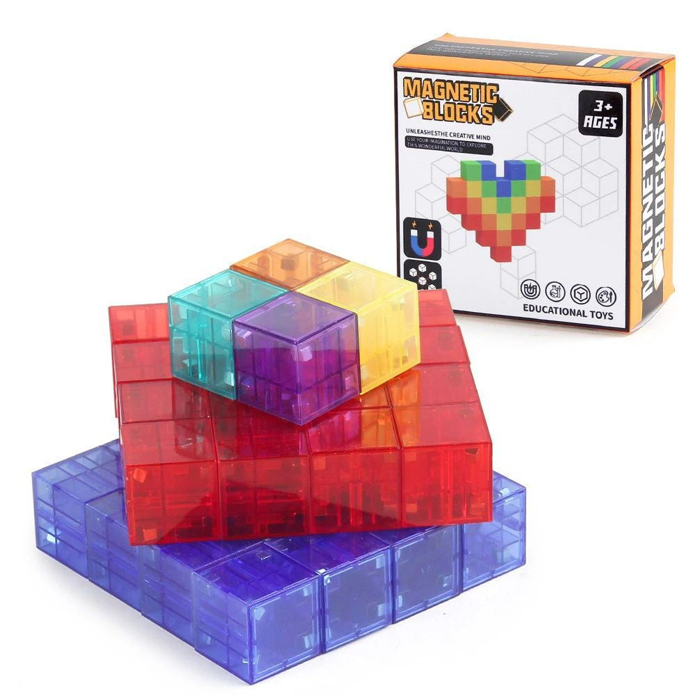 Magic Cubes - Fantasie&Spaß – Magnetische Bausteine 36 Stück | Pädagogisches Holzspielzeug von Mein Kleines Baby