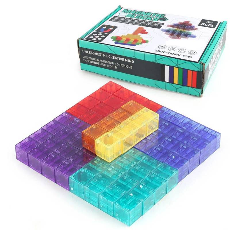 Magic Cubes - Fantasie&Spaß – Magnetische Bausteine 72 Stück | Pädagogisches Holzspielzeug von Mein Kleines Baby