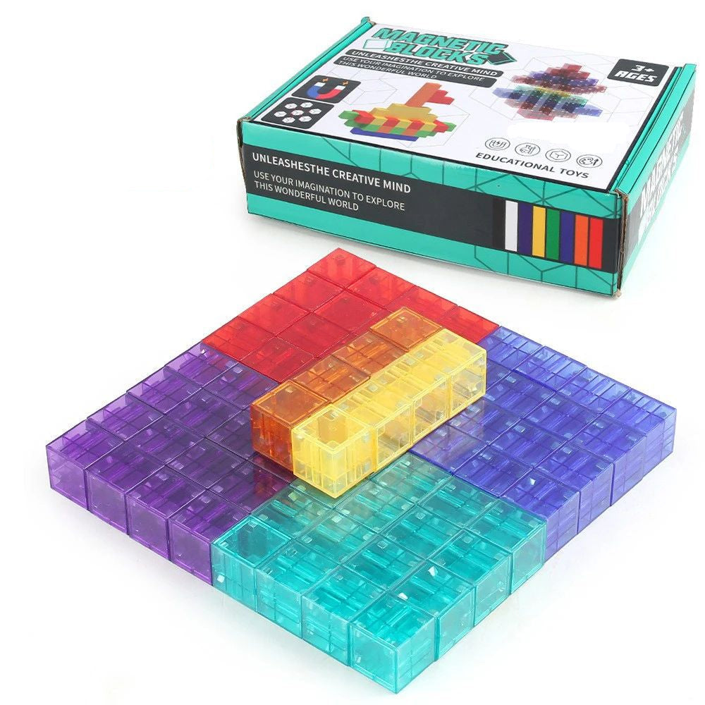 Magic Cubes - Fantasie&Spaß – Magnetische Bausteine 72 Stück | Pädagogisches Holzspielzeug von Mein Kleines Baby